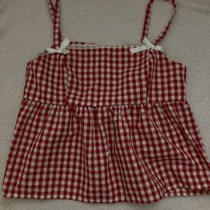 Red and White Gingham Top